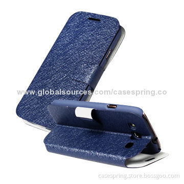 Folio leather case for Samsung galaxy S5, PU leather material with silk texture cases